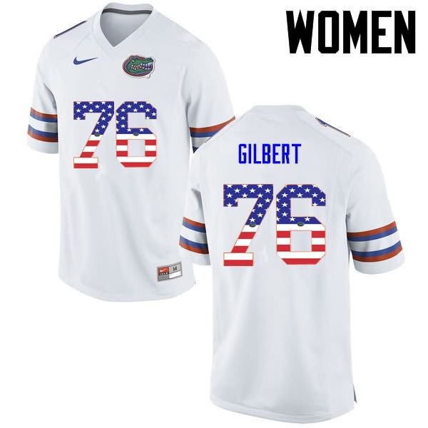 Women's NCAA Florida Gators Marcus Gilbert #76 Stitched Authentic USA Flag Fashion Nike White College Football Jersey TGL1465IU